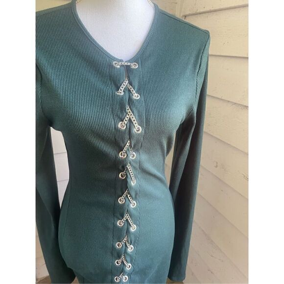 NWT Shane Justin Green Chain Lace Up mini  Dress 2XL Party - Picture 16 of 16